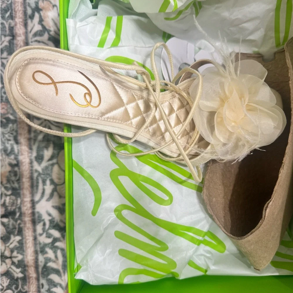 NEW Sam Edelman Pammie Cream Ivory Silk Kitten Heels - size 8 - Picture 4 of 5